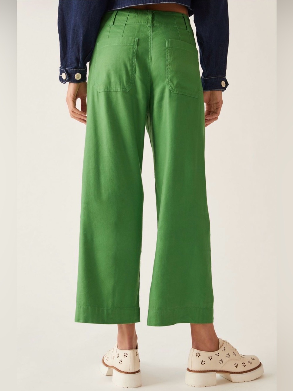 Maeve The Colette Wide Leg Cropped Pants in Green Size 24